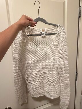 Vintage White Open-Knit Women's Sweater